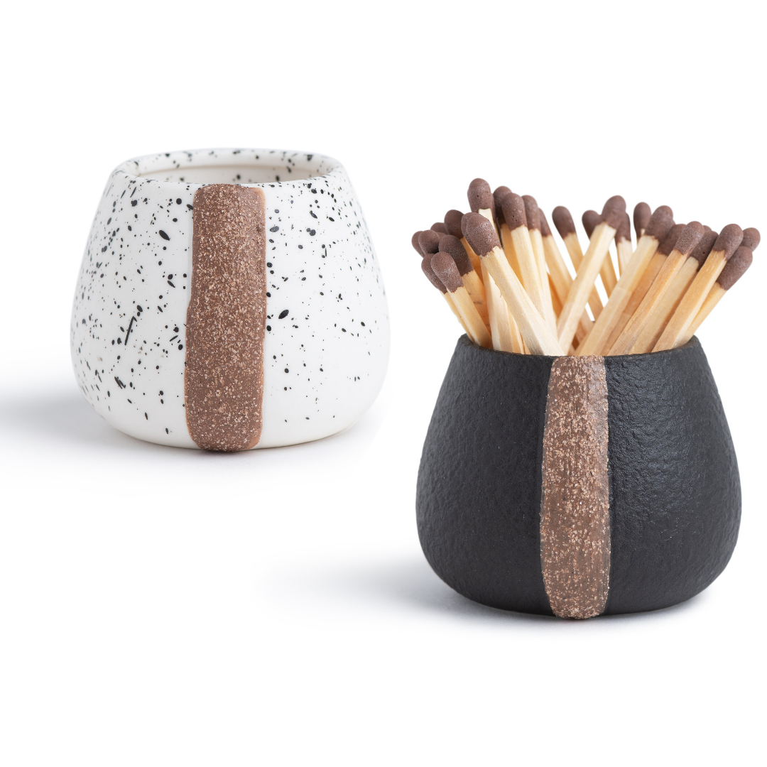 Match Holder with Striker - Set of 2 - (Black & White)