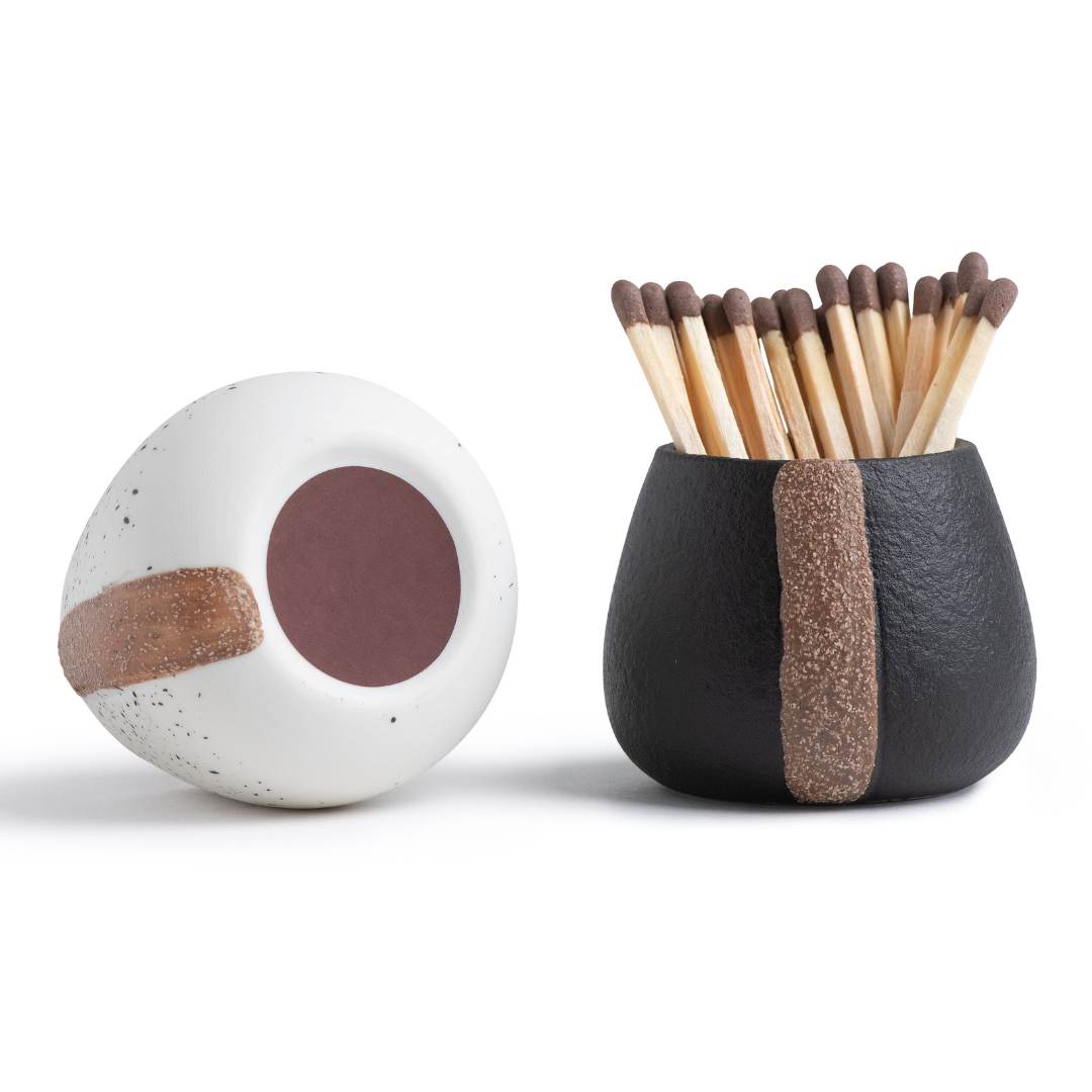 Match Holder with Striker - Set of 2 - (Black & White)