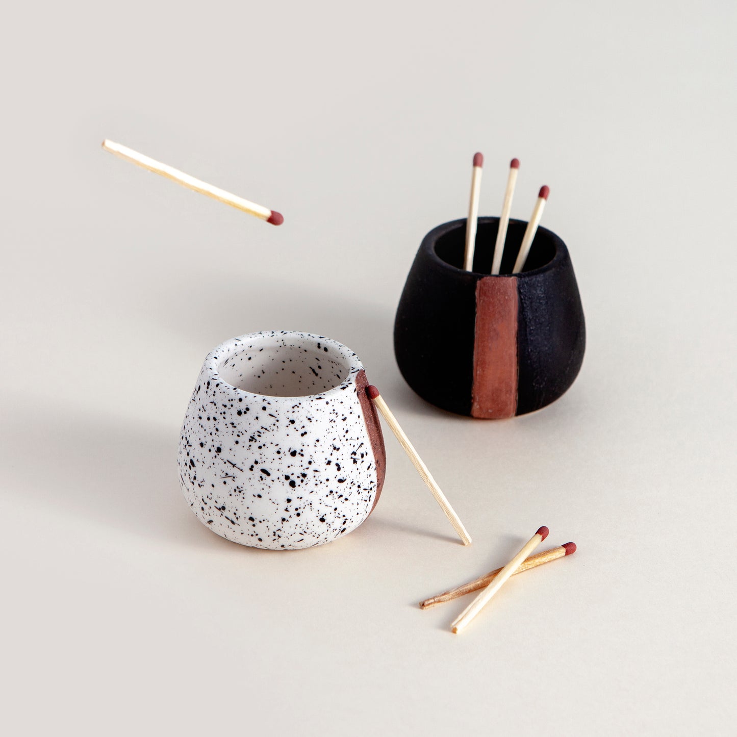 Match Holder with Striker - Set of 2 - (Black & White)