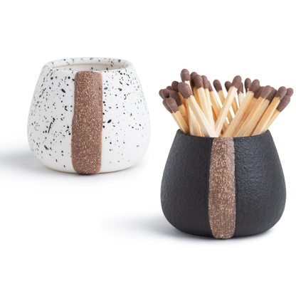 Match Holder with Striker - Set of 2 - (Black & White)